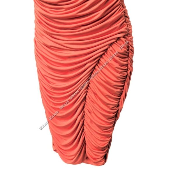 SEXY orange one shoulder figure hugging cocktail tight dress size M - Picture 5 of 12